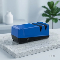 Aiguiseur de couteaux électrique avec corps en acier inoxydable, meules à grains multiples, design écologique pour une utilisation domestique en cuisine