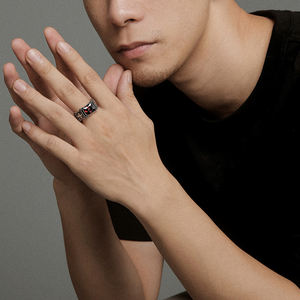 VAF عصري أسود/أحمر 3A ترصيع الزركون عبر خاتم الرجال SS Anillo De ombre Con Cruz Incrustada De Zircon 3A نيغرو/روجو - Product Image 6