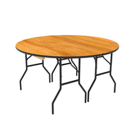 Table pliante demi-cercle en bois à hauteur fixe avec pieds en métal, portable, pour extérieur, empilable, pour hôtels et conférences