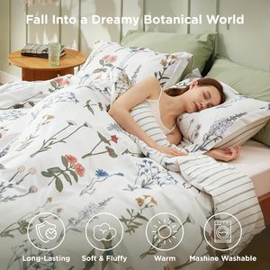 Hot Sale <strong>Bedding</strong> Set 3 Pieces <strong>Cute</strong> Floral <strong>Bedding</strong> 1 Soft Botanical Flowers Duevt and 2 Pillow Case - Product Image 2