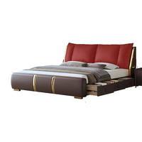 Lit de rangement moderne et confortable avec revêtement en cuir de qualité supérieure, taille Queen/King, certifié E0, directement de l'usine JUNYUHAO