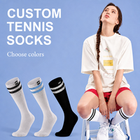 Chaussettes de tennis mi-mollet personnalisées, logo tissé, séchage rapide, absorbant la transpiration, directement de l'usine