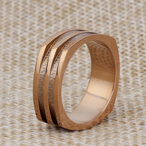 Stainless <b>Steel</b> <b>Ring</b> 7mm Rose Gold Geometric Pattern Women's Fashion Jewelry Gift - Product Image 4