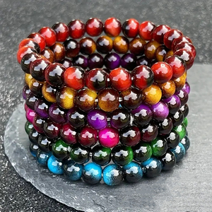 Pietra naturale perline rotonde lucidate elasticizzato molteplici colori pietra perline Buddha bracciale blu occhio di <span class=keywords><strong>tigre</strong></span> - Product Image 4
