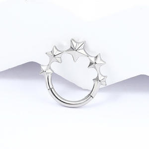 Lotus Wholesale Joyería para Piercing de Oreja de Cartílago Labret de Titanio, Colgante de Cadena con Borla, Diseño Luna Estrella Corazón, Brillante, Pulido, de Alta Calidad - Product Image 5