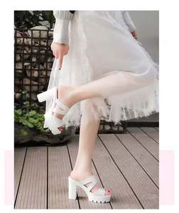 Female <b>Summer</b> Slope <b>Heel</b> Slide <b>Wedge</b> Shoes Fish Mouth slippers Wear Waterproof High <b>Heels</b> Thick Bottom Leather Sandals - Product Image 4