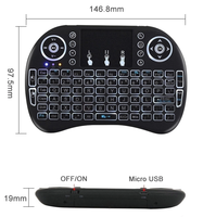 Keyboard Mini I8 Rii 2.4G Nirkabel dengan Lampu Latar, Air Mouse Touchpad I8