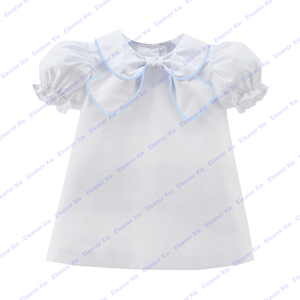 100% algodón bordado en blanco niños niñas camisetas de manga corta con <span class=keywords><strong>volantes</strong></span> recién nacido bebé niña <span class=keywords><strong>camiseta</strong></span> - Product Image 3