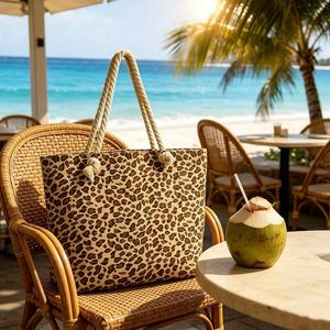 Custom Leopard Print Tote <b>Large</b> Capacity Canvas Shoulder <b>Bag</b> for Shopping Travel Wholesale - Product Image 2