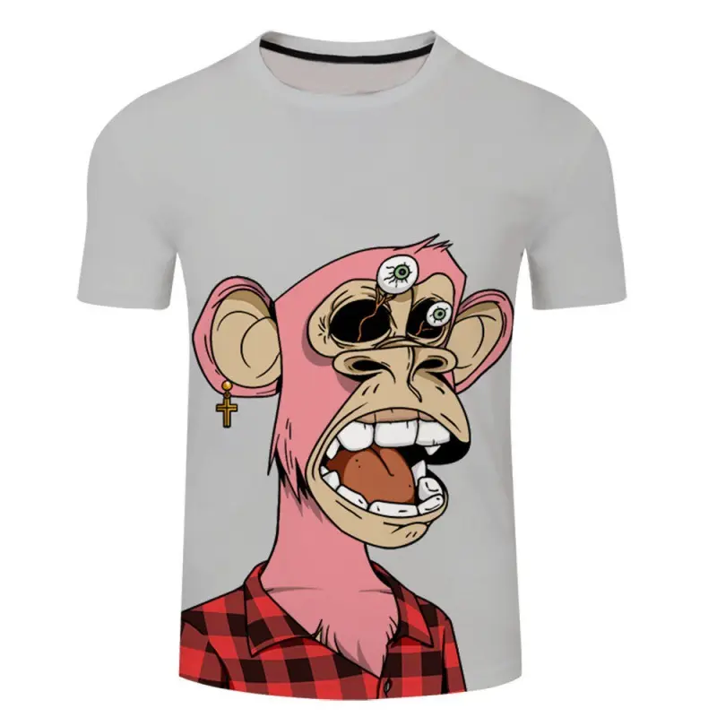 NFT-Camiseta de manga corta con estampado 3D de Mono para hombre, camiseta de verano a la moda