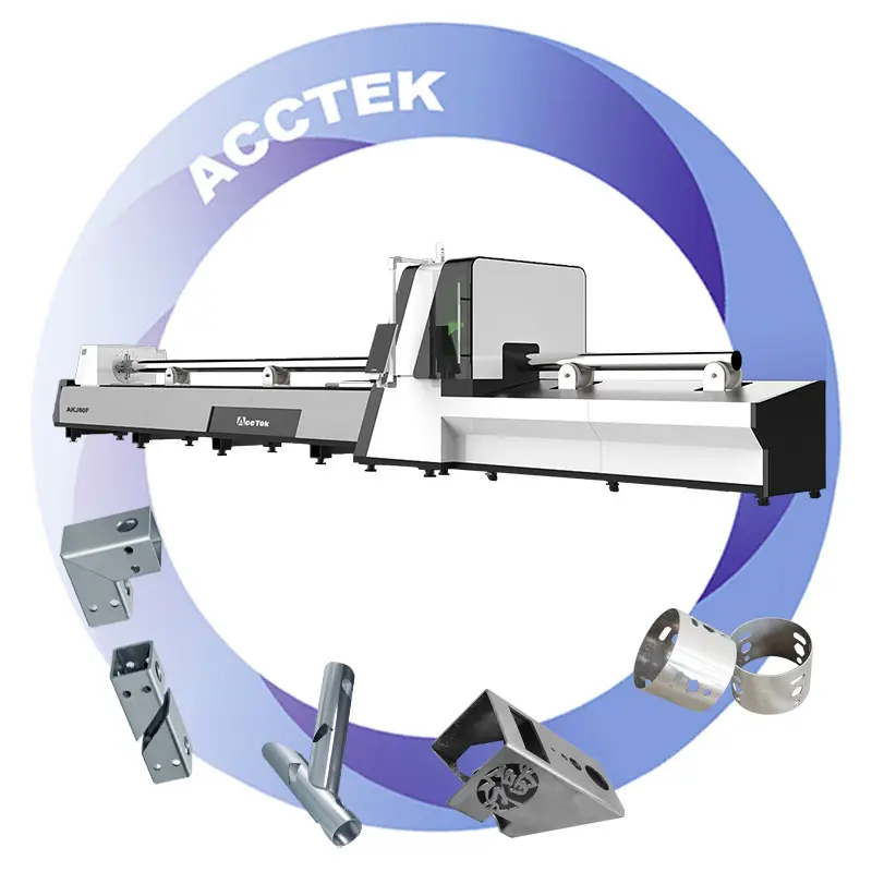 Professional AccTek CNC Fiber Laser Tube Cutting Machines 2000W 3000W Pipe Fiber Laser Cutter Metal Plate Cutting