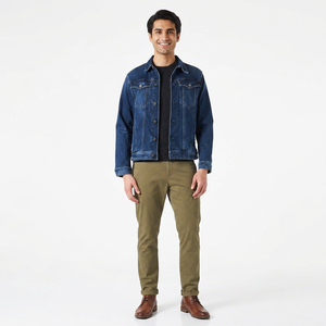 Nouvel arrivage Veste denim bleue classique pour homme Veste denim en coton mélangé de haute qualité Parfaite pour les tenues décontractées - Product Image 1