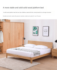 Cama Doble de Madera de Roble Macizo, Diseño Moderno, 1.8M, Altura Ajustable, Muebles Grandes para Dormitorio, para Apartamentos - Product Image 6