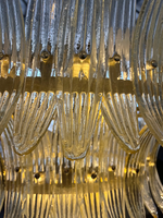 Lustre en verre de Murano Art Déco antique du milieu du siècle, grand luminaire suspendu de luxe pour villa, salon, hall d'hôtel