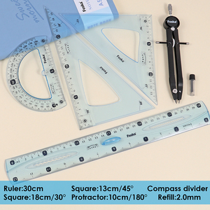 Foska <span class=keywords><strong>30cm</strong></span> nhựa linh hoạt hình học la bàn Cai Trị thiết lập cho các trường học Nguồn cung cấp - Product Image 2