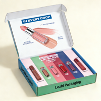Boîte de maquillage en papier kraft enduit personnalisé de luxe, boîte de kit de maquillage de haute qualité, kit de sourcils personnalisé UV et emballage combiné pour rouge à lèvres