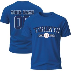 T-shirt style baseball de Toronto personnalisé avec nom et numéro, unisexe, pour adultes et enfants, col rond, impression par transfert thermique, maillot - Product Image 1