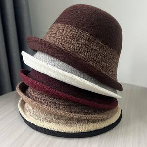 Women's retro rolled edge fisherman <b>hat</b>, British top <b>hat</b> French elegant high-end <b>hat</b> - Product Image 4