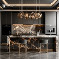 Meubles de cuisine intégrés de style moderne, îlot personnalisé, unités murales pliables, installation facile, prêts pour la rénovation, en acier inoxydable