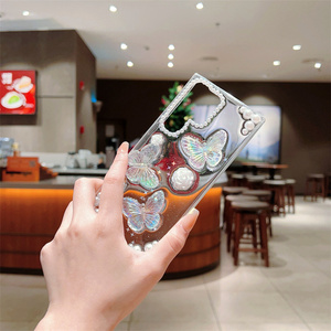 เคสโทรศัพท์มือถือลายผีเสื้อกลิตเตอร์ประดับมุก สำหรับ Samsung 26 ultra S25 S24 FE plus A Series เรซิ่น DIY ฝาหลังใส - Product Image 5