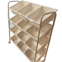 Organisateur de rangement pour jouets d'enfants avec 12 bacs en plastique, étagère de rangement pour jouets en métal à 4 niveaux avec roulettes pour chambre d'enfant, salle de jeux, crèche