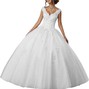 Wedding Dress V-Neck Ball Gown Tulle Empire Waistline Formal Dress Candy Color Princess Style Red Green Blue Purple Mint Pink - Product Image 4