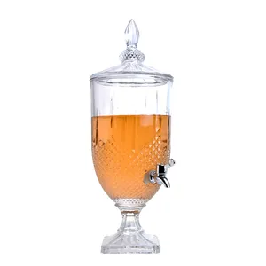 Oem Commercial GlassClear Juice Drink Beverage Dispenser Glass Jar Water Juicer Beverage With Tap For Wine