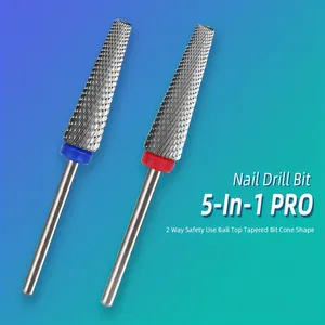 NUEVAS Brocas 5 en 1 Extra Largas de Acero de Tungsteno para Uñas, Fresa para Remover Esmalte, Pegamento y Gel UV, Herramientas de Broca - Product Image 2