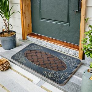 Tapete de Entrada de Goma de Estilo Europeo Clásico, Rectangular, con Patrón Floral, Antideslizante, para Exteriores - Product Image 1