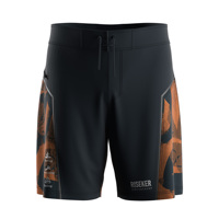 Shorts de surf pour hommes, orange brûlé, rayures abstraites, extensibles dans 4 directions, poche avec fermeture éclair d'un côté, pour temps chaud, anti-UV