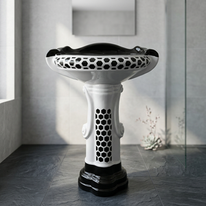 Lavabo de Granito con Pedestal Completo, Modelo Dolphin Zebra, Diseño Moderno, Uso Hospitalario, Ecológico, Fabricado en India, Garantía de por Vida - Product Image 1