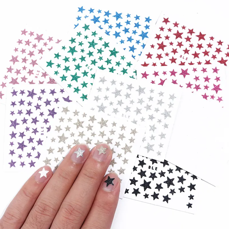 3D süße Sterne Laser Nagel Aufkleber Glitter Shiny Star Ornamente Nail Art Tool Maniküre Zubehör Nail Art DIY