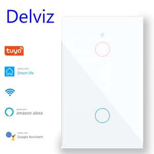 Panneau en verre trempé Delviz, 110V ~ 250V AC, Google Alexa Home WiFi Tuya APP Smart control, interrupteur d'alimentation tactile pour applique murale