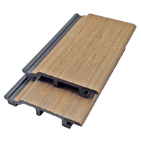 Panel Dinding Dekoratif Eksterior Tahan Api Anti Air Motif Kayu Co-Extruded 126x21mm, Panel WPC Beralur Desain Grafis