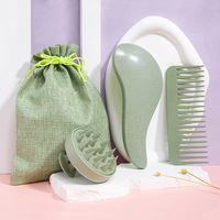 Offre Spéciale ionique Silicone shampooing peigne large dent coiffure Massage brosse de nettoyage usage domestique blé paille peigne pour transfrontalier