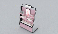 Présentoir cosmétique chic avec éclairage LED, présentoir gondole de beauté personnalisé pour les équipements de vente au détail de boutiques de soins de la peau