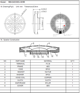 Loa tai nghe nhỏ 40mm 20mW Loa tai nghe 300 Ohm trình điều khiển loa tai nghe - Product Image 3