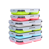 Nouveau design Boîte à lunch réutilisable à 2 compartiments Conteneur de nourriture de stockage durable Diviseurs carrés de boîte à lunch en silicone étanche