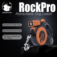 Laisse rétractable RockPro pour chien, robuste, avec frein à arrêt rapide pour grands chiens, idéale pour la marche et la randonnée en extérieur