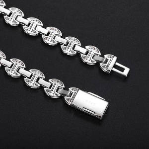 Cross-Border para <span class=keywords><strong>Amazon</strong></span> Europa EE. UU. 6MM Nariz de cerdo Cuba <span class=keywords><strong>Cadena</strong></span> 925 <span class=keywords><strong>Plata</strong></span> Hombres Hip Hop Collar Completo T-Square Moissanite - Product Image 3