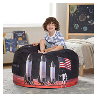 Pouf imprimé espace pour enfants avec poche et housse amovible, siège et rangement 2-en-1