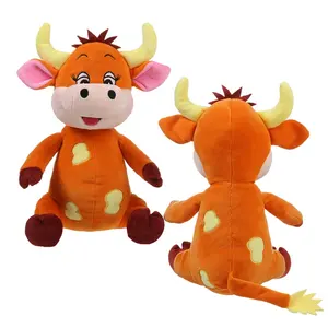 卡哇伊橙色柔软婴儿玩具毛绒牛促销礼品动物毛绒玩具毛绒公仔