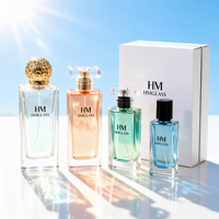 Vente en gros de flacons de parfum en verre rectangulaires plats HANMING HH-269 30ml 50ml 90ml 100ml avec impression sérigraphique et couvercle en plastique personnalisé