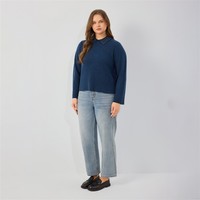 Pull en maille chinée unie à col orné de strass pour femme, coupe décontractée, pull élégant et décontracté grande taille pour l'automne et l'hiver