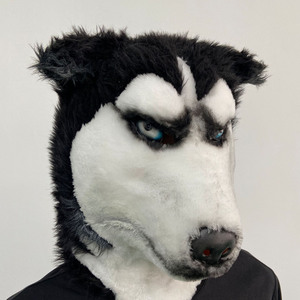 Máscara de látex de perro <span class=keywords><strong>husky</strong></span> esponjoso de aspecto realista - Disfraz de fiesta con pelo para Halloween y Cosplay - Product Image 3