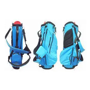 蓝色成人初级高尔夫球架包，带6个顶部分隔器和衬垫双带批发价