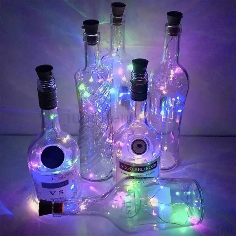 Bakır tel peri çelenk noel işıkları açık tatil parti düğün mantar LED dize işık ile şarap şişesi ışık