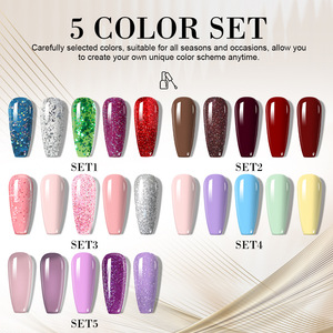 Set Completo de 5 Colores de Esmalte de <span class=keywords><strong>Uñas</strong></span> en Gel UV/LED de 8ml para Nail Art - Product Image 2