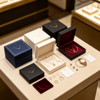 Boîte cadeau en papier rigide de luxe personnalisée pour collier et pendentif, emballage en gros