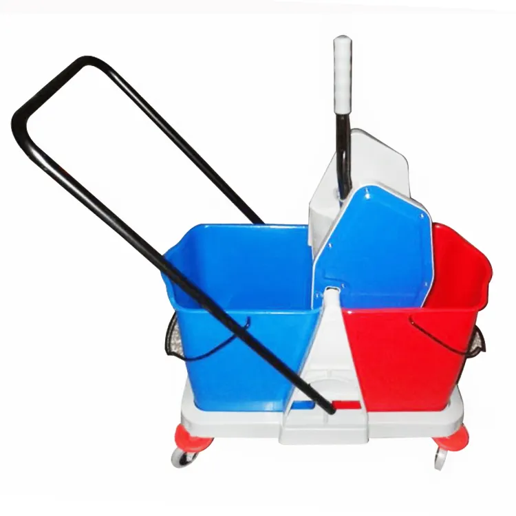 Schoonmaak Trolley Dubbele Mop Emmer Pp Plastic Emmers Duurzame No-Touch Microfiber Met Wringer Model B-045 60l Oem Geaccepteerd